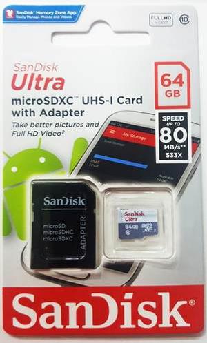 Memoria Micro Sd Sandisk 64 Gb 80mb Lectura Almagro