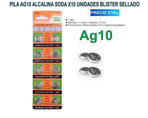 PILA AG10 ALCALINA SODA X10 UNIDADES BLISTER SELLADO