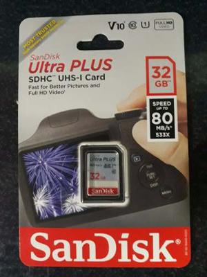 Sandisk Ultra Plus Sdhc Uhs-i Card 32gb Nuevo 80 Mb/s 533x