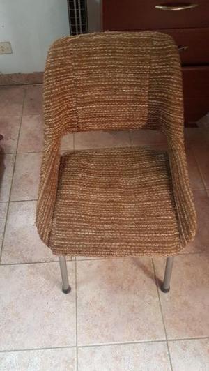 Silla Cromada Y Tapizada En Chenille Degradé En Buen Estado