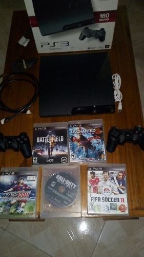 Play Station 3 (ps3) Slim Original 2 Controles +5 Juegos