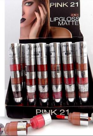 LIP GLOSS MATTE 4 EN 1 PINK 21 IMPORTADOS