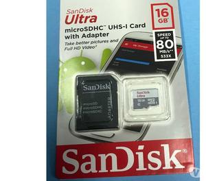 Sandisk MicroSD 16gb Adaptador Sd Clase 10 Ultra 80mbs