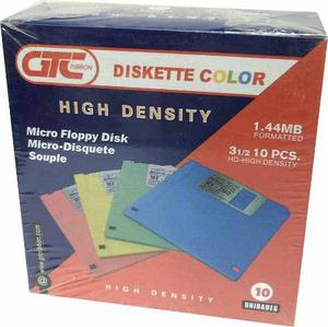 Diskettes 3 1/2 Gtc Color 10 Unidades En Caja Nuevos V+