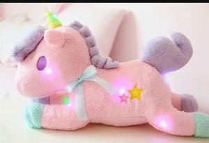 Peluche de unicornio con luces, mide 55 cm