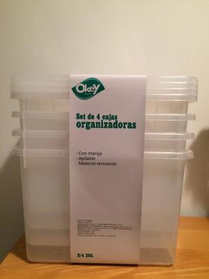 Set Organizador De 4 Cajas Plástico (20 Lts)