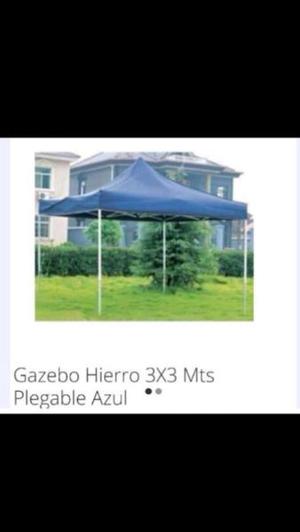 Gazebo Hierro 3x3 Mts Plegable Azul