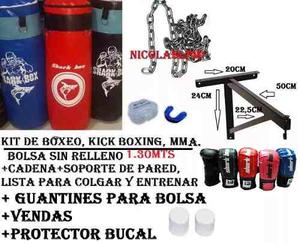 Kit Bolsa 1,30 S/relle+cadenas+soporte+guantines+venda+bucal