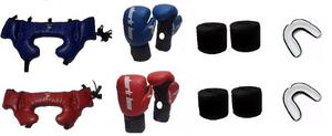 Kit De Boxeo/ 8 Productos: Cabezales+guantes+vendas+bucales