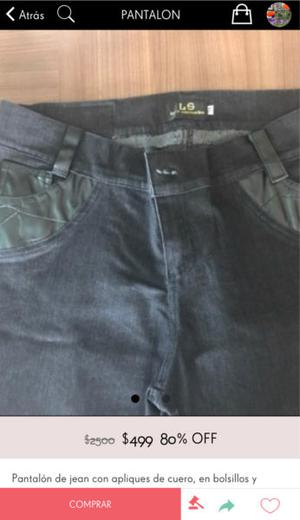 Vendo pantalón de Jean azul con detalles en cuero. Sin uso!