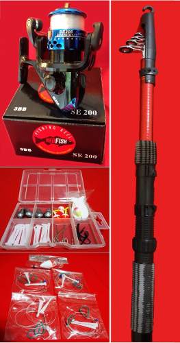 Combo Red Fish: Caña 2,40m + Reel Sebb + Accesorios