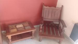 Juego sillones algarrobo y mesa ratona