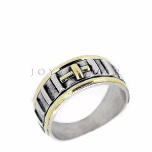 Anillo Rosario Plata Y Oro Hombre Mujer