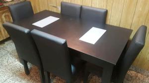 Juego de comedor mesa extensible con 6 sillas de guatambu