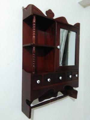 MUEBLE PARED PERCHERO CON ESTANTES DE MADERA