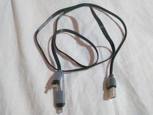 CABLE USB LUJO 2 EN 1 IPHONES, SAMSUNG, ETC $ 75