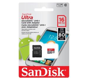 Memoria Micro Sd 16gb Clase 10 Sandisk 80mb Celular Oferta