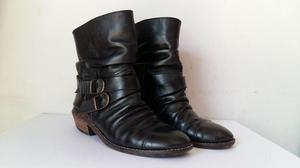 Botas Botinetas Cuero Mujer talle 36 Negro