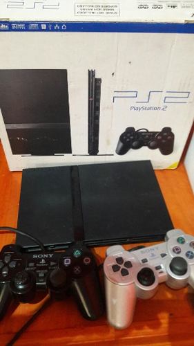 Playstation 2 Con 2 Joystick Con Caja Chipeada Con Detalle