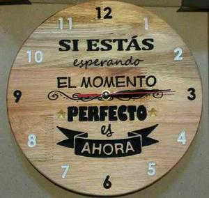 Reloj De Pared Con Frases En Madera