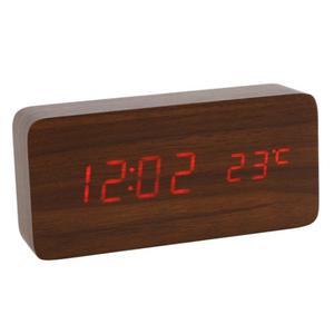 Reloj Despertador Digital 3 Alarmas, Temperatura, Madera