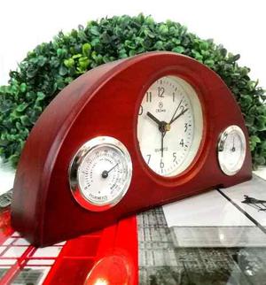 Reloj Despertador Madera Crown C/medidor Temperatura Humedad