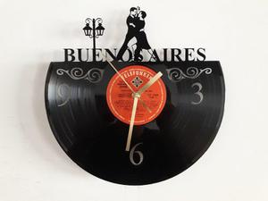 Reloj En Disco De Vinilo Diseño Buenas Aires Tango Souvenir