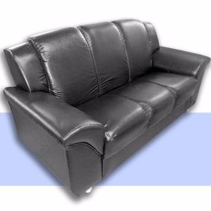 Sillon Negro De Living Everest 3 Cuerpos En Eco Cuero