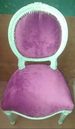 silla luis xv restaurada tapizado en pana