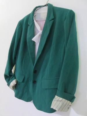 Saco blazer algodón verde (nuevo) - Talle L - $500