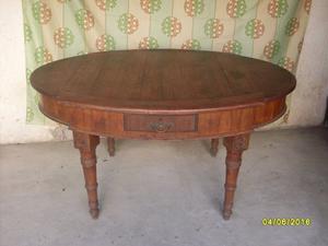 antigua mesa oval de madera masisa