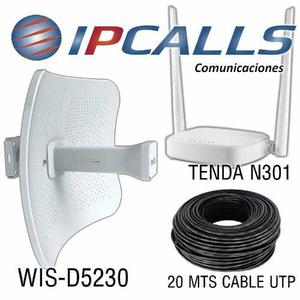 Kit Wifi San Luis 5ghz Ac Wis D523ac+tenda N301+cable No Lbe