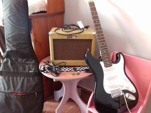 Guitarra electrica " Leonard" con amplificador y accesorios