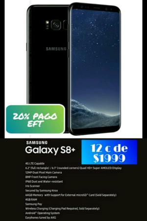 Samsung S8+ NUEVO PLAN AHORA 12 VISA/MASTER