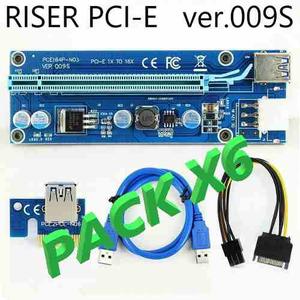 Pack X6 Riser Pci-e 1x Ver 009s - Novedad Para Minería