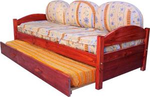 Divan Cama Con Carrocama - 100% Madera Cipres Lustrada