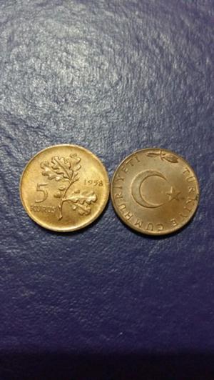 2 monedas 5 Kurus  y  Turquia