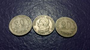 3 monedas 20 centavos  y 