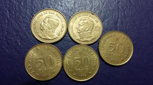 5 Monedas 50 pesos  y 
