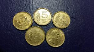 5 monedas 5 pesos 