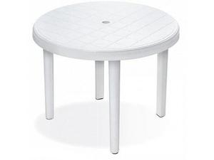 MESA PLÁSTICA BLANCA REDONDA de 4 patas