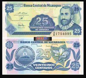 Nicaragua 25 Centavos De Cordoba Billete Nuevo Sin Circular