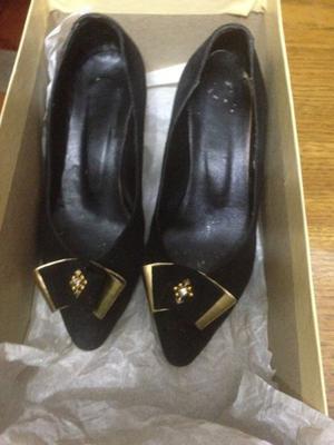 Calzado Mujer t 35 zapato Gamuza Negro Hebillas Cambiables