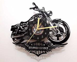 Reloj De Disco De Vinilo Diseño Harley Davidson
