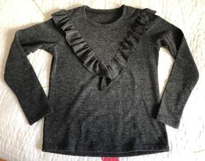 Sweater Gris Oscuro Lanilla con Volados Talle 1