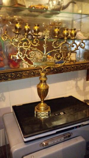 Antiguo candelabro de bronce israelí 8 luces