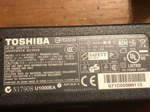 Cargador Toshiba Mini 19v 1.58a Pau-1aca Original