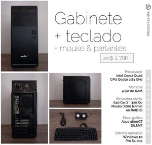 GABINETE + Teclado + mouse + parlantes