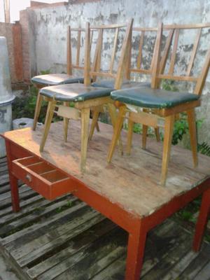 Mesa estilo campo y sillas