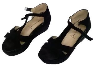 Sandalias Nazaria Mujer Gamuza Negras Con Plataforma Nr. 39